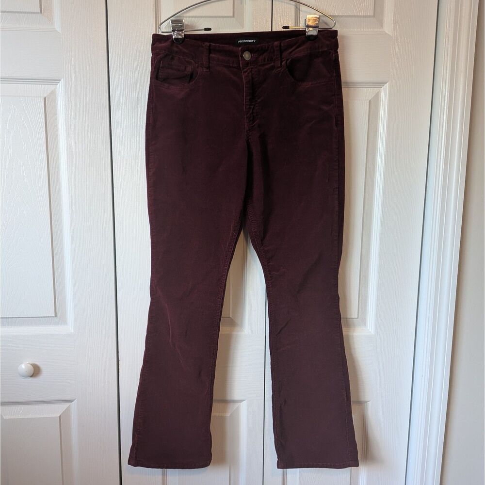 Prosperity Womens Burgundy Boot Cut Corduroy Pants Size 10/30 Casual Trousers